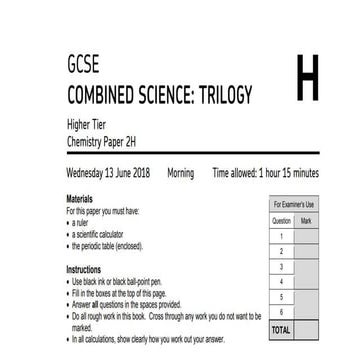 june 2018 higher chemistry with solutions and explanations
