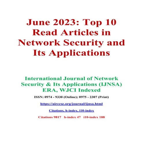 June 2023: Top 10 Read Articles in Network Security and Its Applications