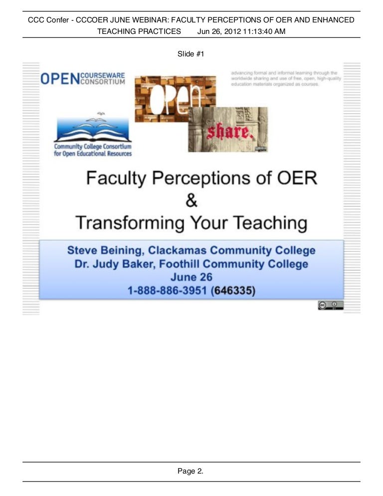 June 26 Cccoer Webinar Faculty Perceptions Of Oer And Transforming Y