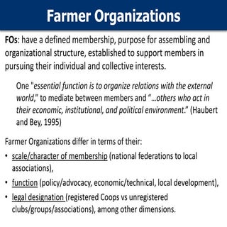 Definitions of Farmer Organizations...