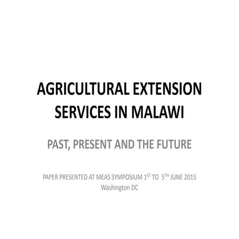Agricultural Extension Services in Malawi