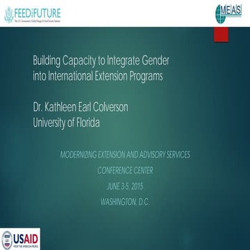Building Capacity to Integrate Gender into International Extension Programs
