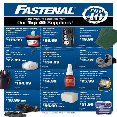 Fastenal's Monthly Brochure Featuring Product Specials from our Top 40 Suppli...