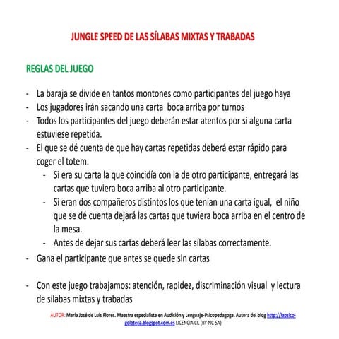 Jungle speed de las sílabas