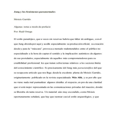 Jung y los fenómenos paranormales