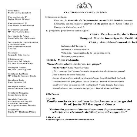 Programa de clausura SPARS 2016 16 de junio 