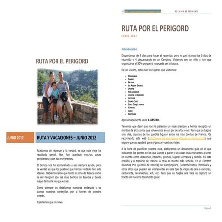 Relato de Viaje en Autocaravana por el Perigord