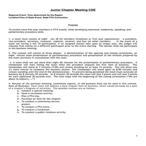 Junior chapter meeting cde