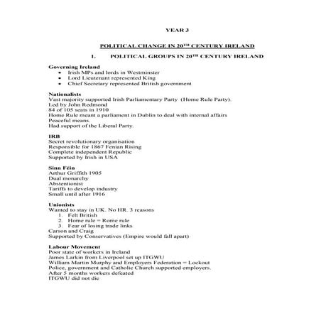 Third Year Junior Cert History Notes