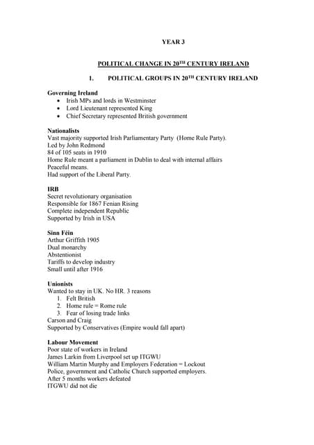 Junior Cert First Year History Notes | PDF