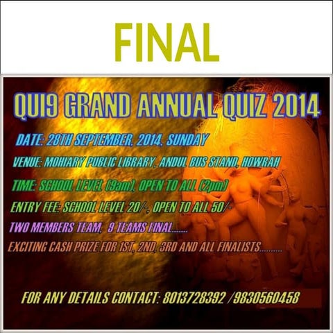 Junior Finals Qui9 Grand Annual Quiz 2014