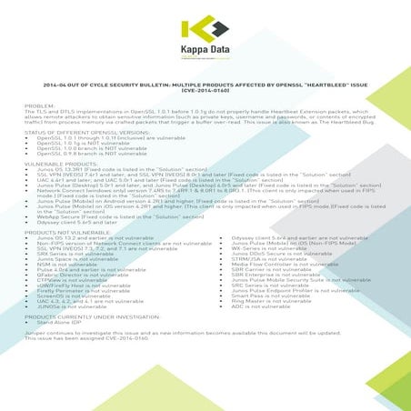 Juniper heartbleed bug
