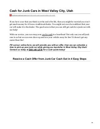 Cash for Junk Cars in West Valley City, Utah