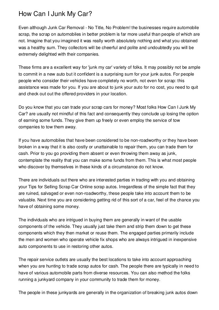 where can i junk my car for the most money