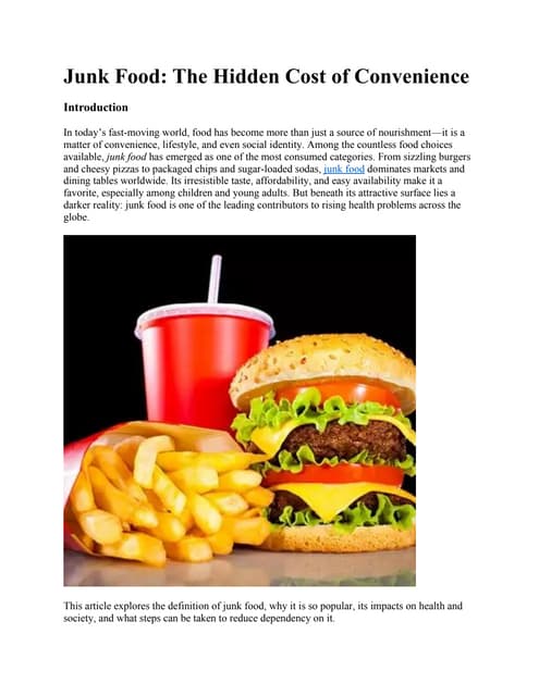 Junk Food: The Hidden Cost of Convenience