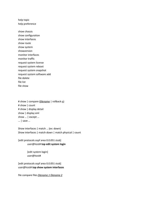 Junos commands