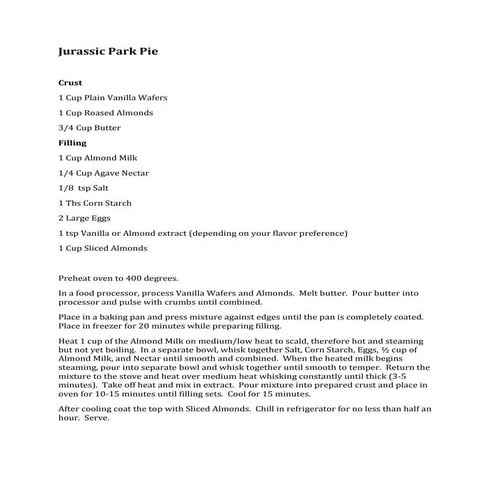 Jurassic park pie | DOCX