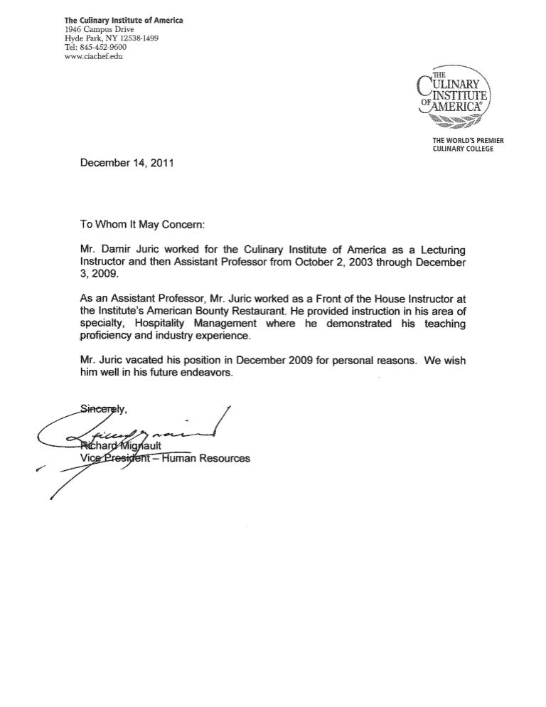 reference letter damir juric che assistant professor in letter of recommendation for restaurant manager
