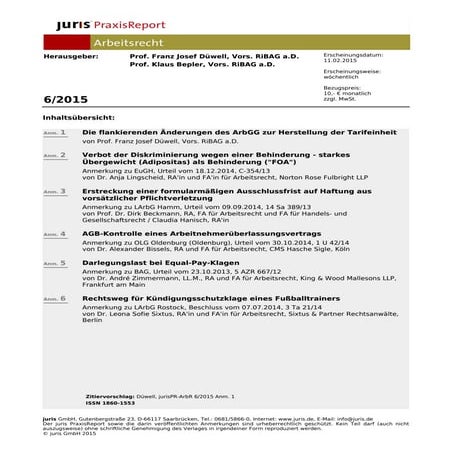 Darlegungslast bei Equal Pay-Klagen