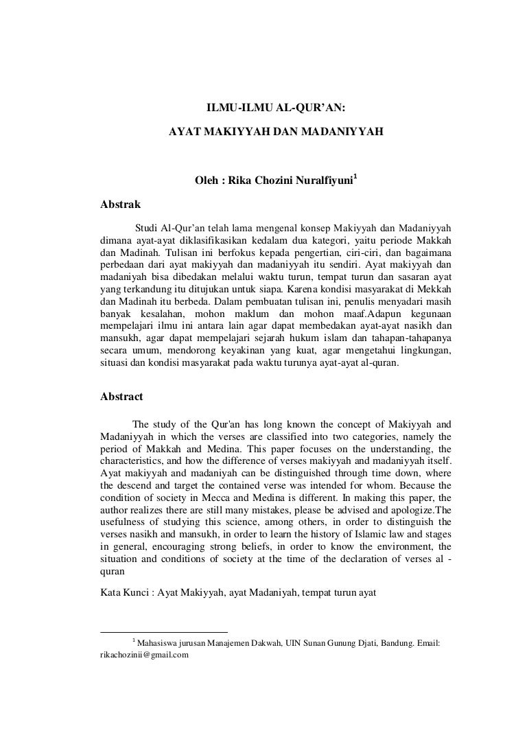 Contoh Ayat Makkiyah Dan Madaniyah Pdf Rajiman