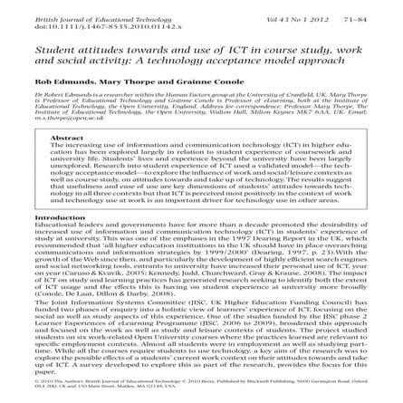 Jurnal 2014 student attitudes towards and use of ict in course study, work