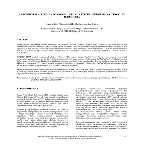 Jurnal   arsitektur sistem informasi untuk institusi perguruan tinggi di