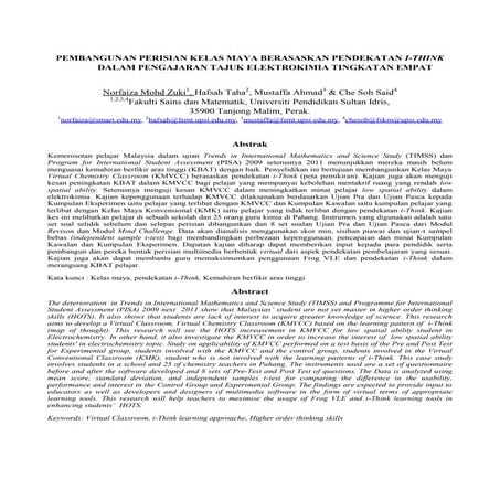 Kelas maya berasaskan pendekatan i-think bagi tajuk elektrokimia tingkatan empat