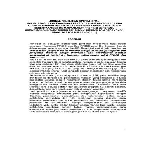 Penilitian Operional Model Penguatan Kapasitas PPKBD dan Sub PPKBD Pada Era O...
