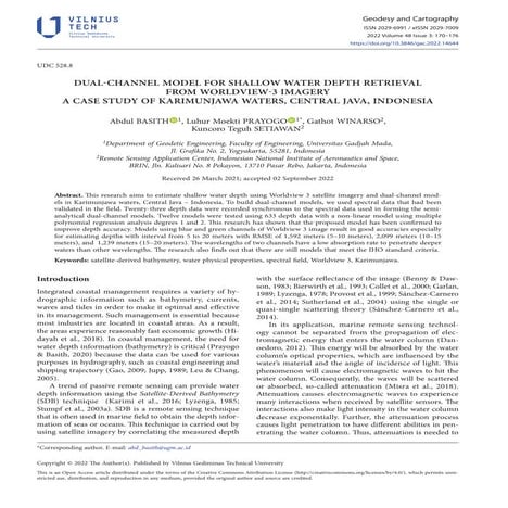 DUAL-CHANNEL MODEL FOR SHALLOW WATER DEPTH RETRIEVAL FROM WORLDVIEW-3 IMAGERY...