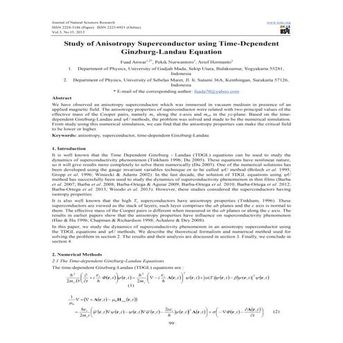 Jurnal Study of Anisotropy Superconductor using Time-Dependent Ginzburg-Landa...