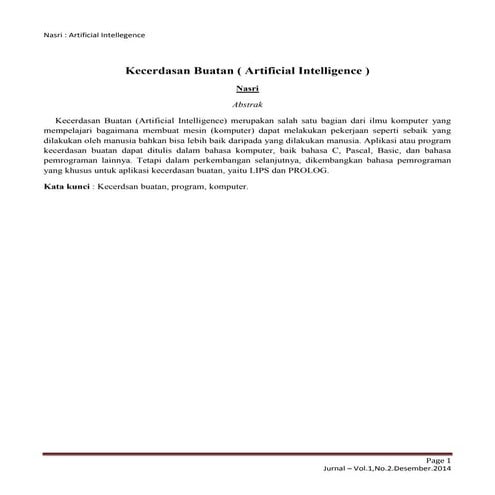 Jurnal kecerdasan buatan