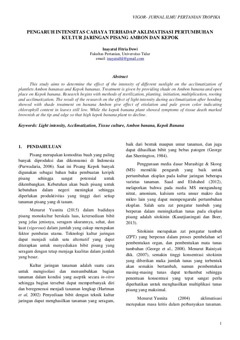 Jurnal kultur jaringan Jurnal kultur jaringan
