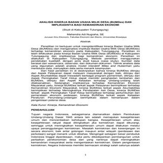 ANALISIS KINERJA BADAN USAHA MILIK ...