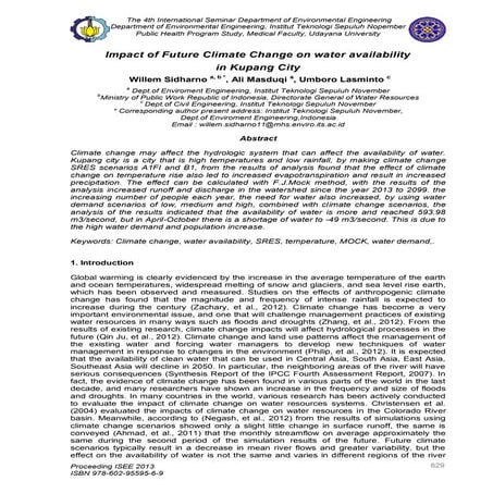 Impact of Future Climate Change on water availability in Kupang City