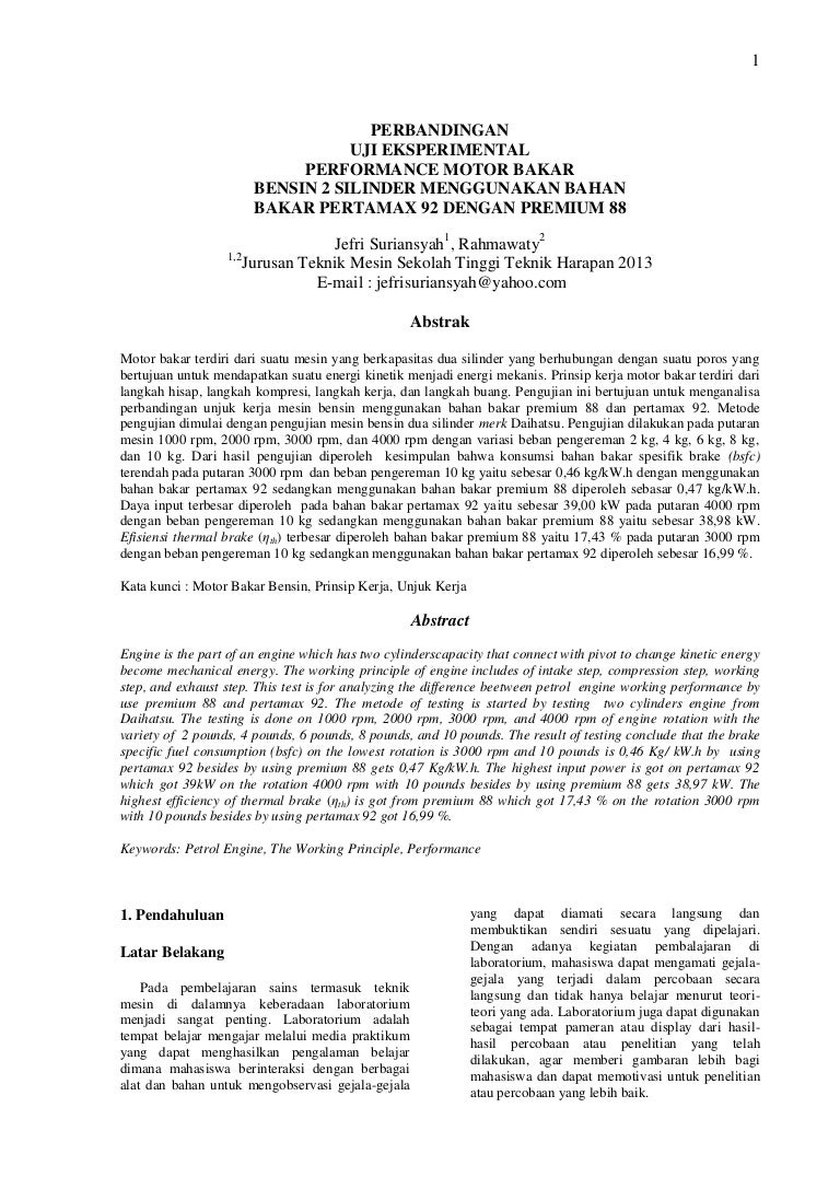 Jurnal Teknik Mesin Jefri Suriansyah Perbandingan Uji Eksperimental P