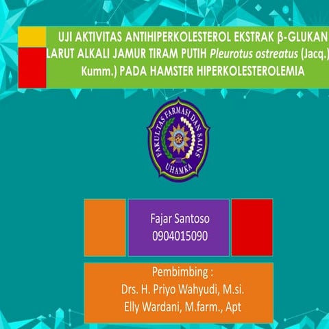 uji aktivitas antihiperkolesterol jamur tiram putih fajar santoso uhamka