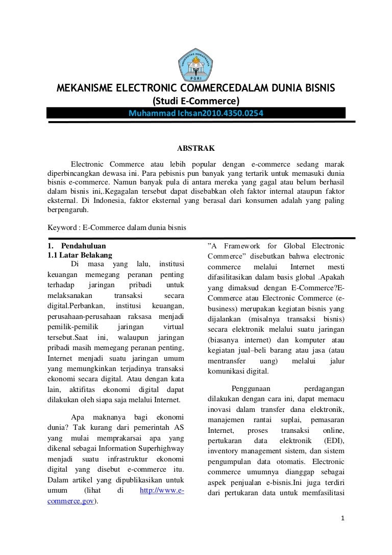 Mekanisme Electronic E Commerce Dalam Dunia Bisnis