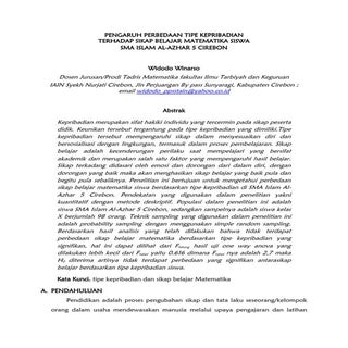 PENGARUH PERBEDAAN TIPE KEPRIBADIAN...