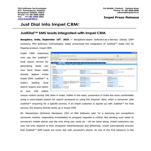 JustDial into ImpelCRM !