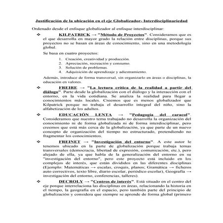Justificación de la ubicación en el eje globalizador