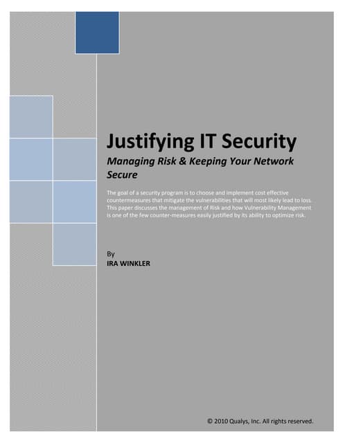 Justifying IT Security: Managing Risk 
