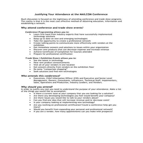 Justifying Your Attendance at Any Conference