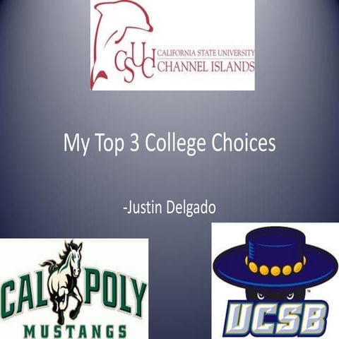 Justin My Top 3 College Choices
