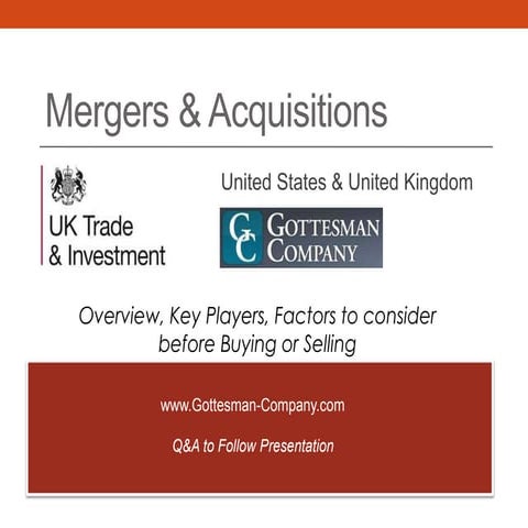 Justin Lurie, Gottesman Company, Mergers & Acquisition (M&A) Webinar for Unit...