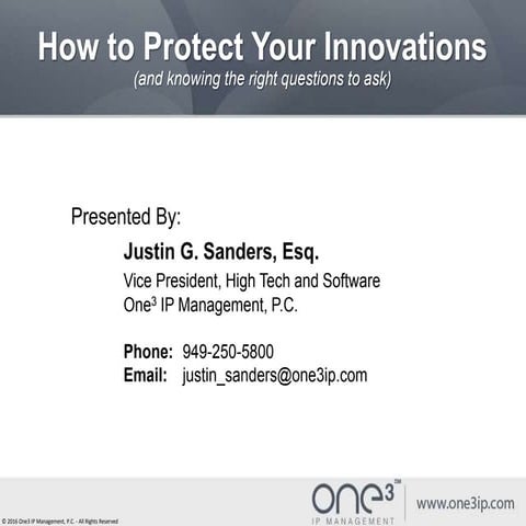 How to Protect Your Innovations and Knowing the Right Questions to Ask | Just...