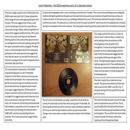 Justin timberlake digi pack analysis