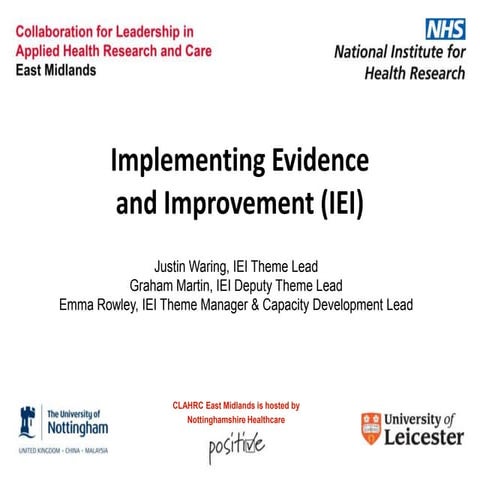 Professor Justin Waring - Implementing evidence and improvement