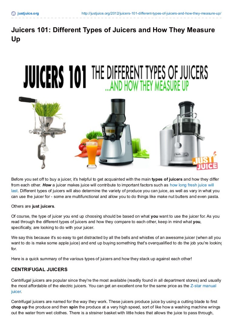 Choose the Best Juicer to Buy Different Types of Juicers and the Pro…