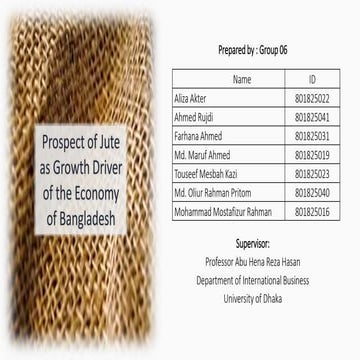 Prospect of jute as Growth driver of the Economy of Bangladesh