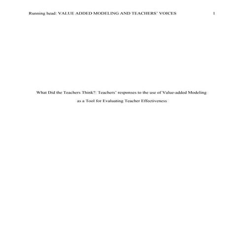 Teacher opinions about the use of Value-Added models 